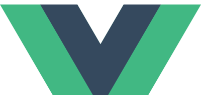 A green and blue v logo on a black background.