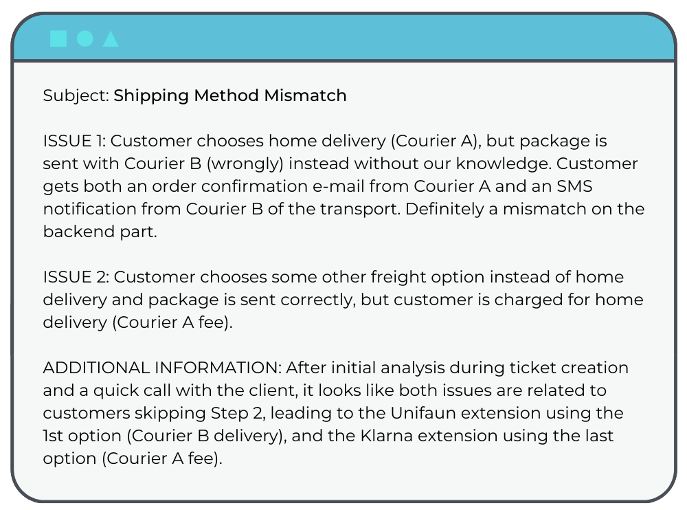 Magento Support Request: Shipping Method Update