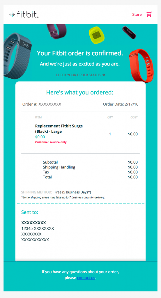 order confirmation email