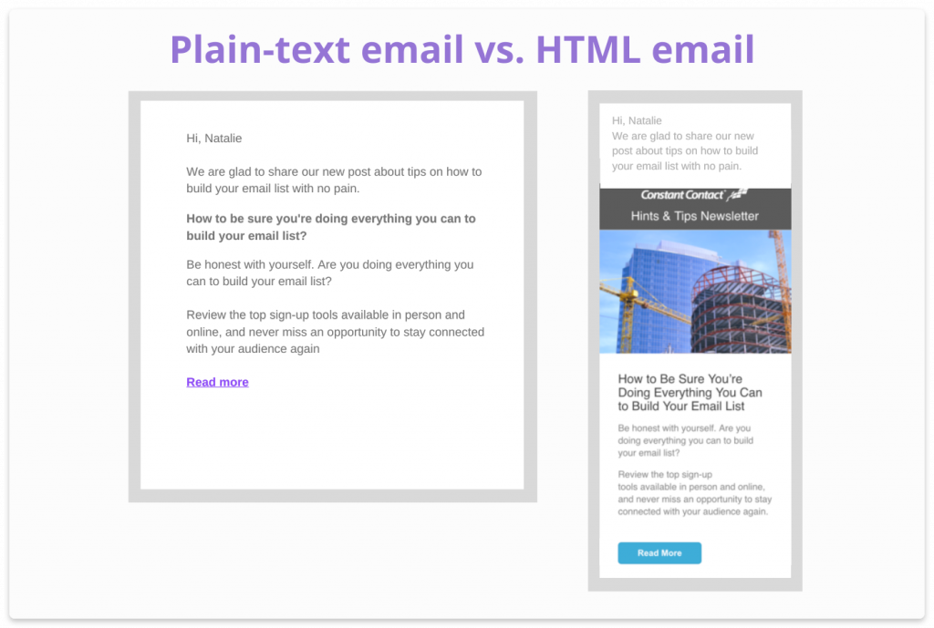 plain text vs html text email