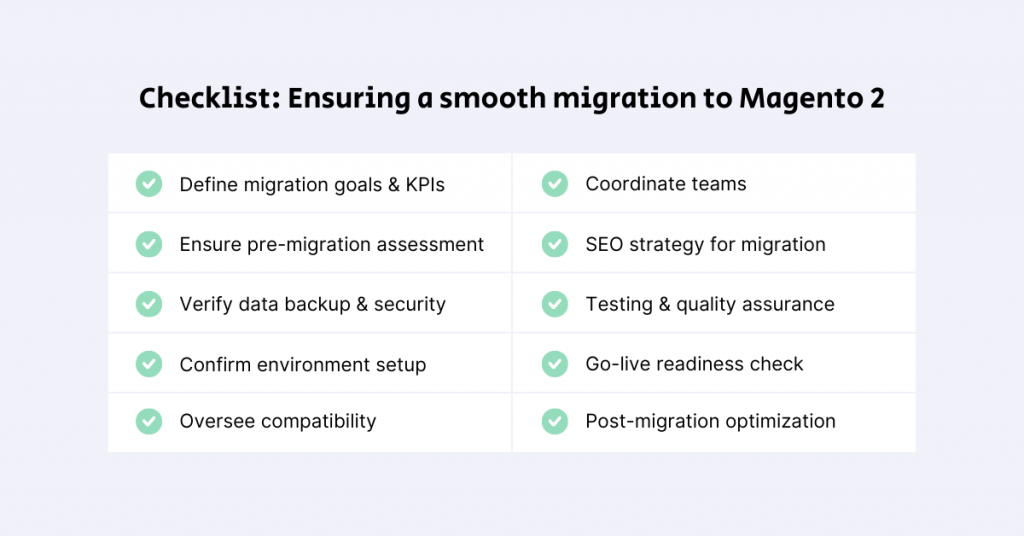 Checklist for executives and managers for Magento 2 migration