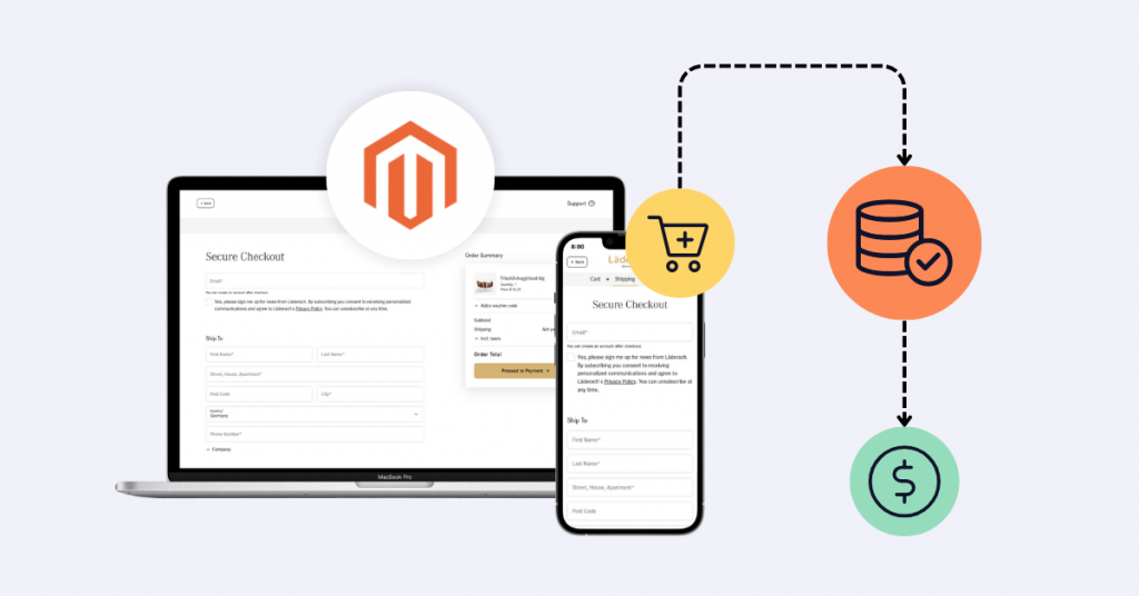 Payment gateway in Magento store for secure online transactions.