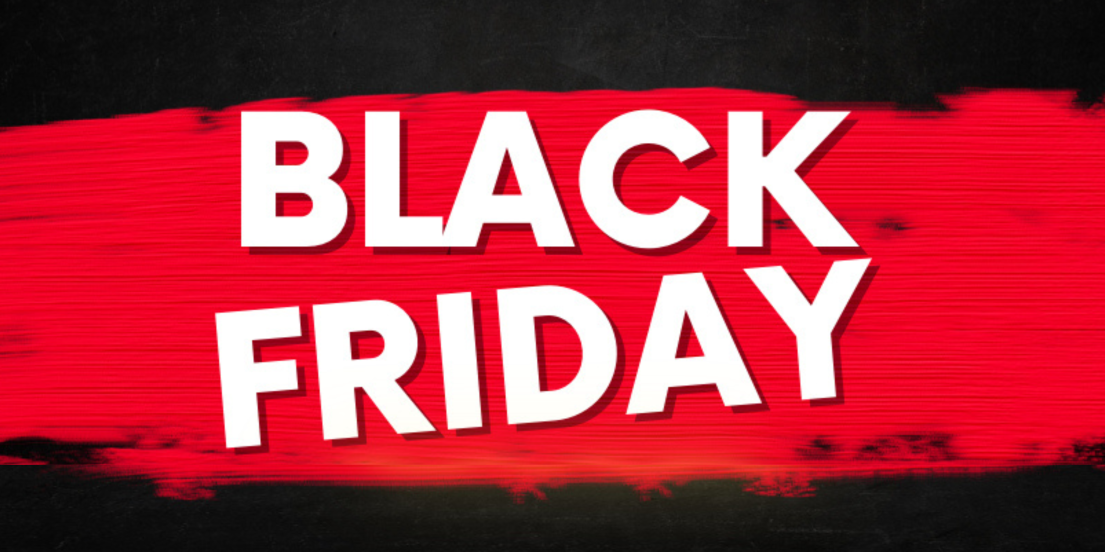 Black Friday banner on red and black background