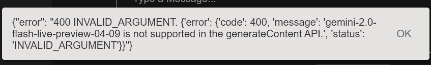 Live API error