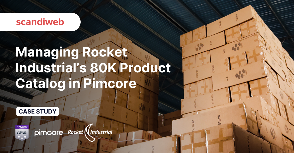 Feature image of packaging boxes for a case study done by scandiweb with Rocket Industrial