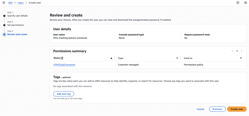 a screenshot with the create user step in aws