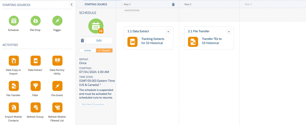 a screenshot of a new automation in sfmc