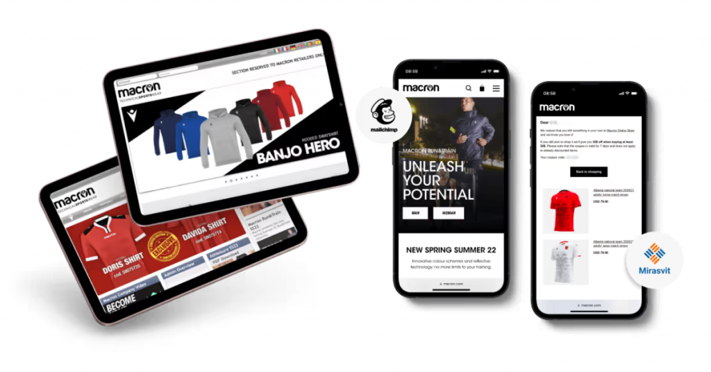 b2b ecommerce website highlights for global teamwear