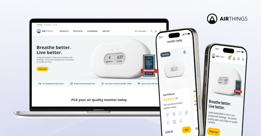 magento redesign project for airthings by scandiweb