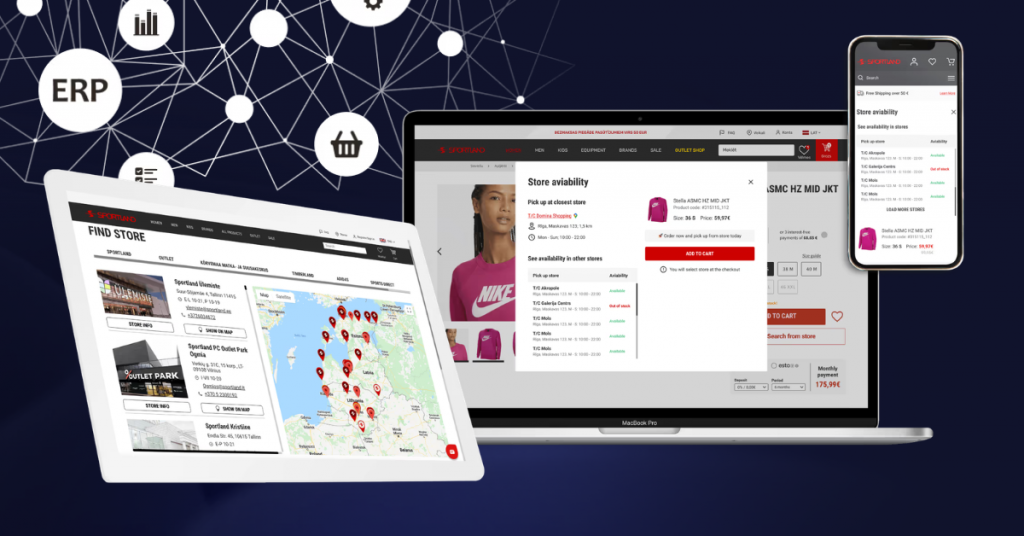 omnichannel retail sportland erp, store locator