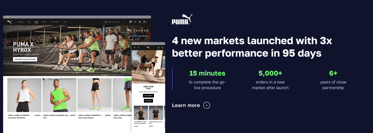 PUMA Magento PWA results across four global markets, 95-day launch and 80+ Lighthouse scores