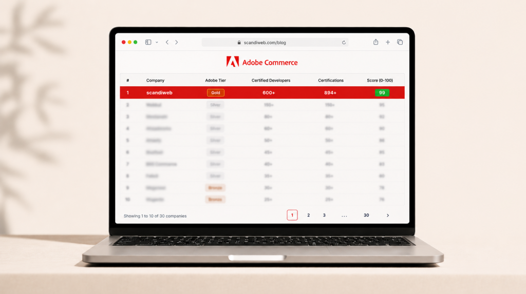 Comparison scorecard view of the top Magento agencies in 2026